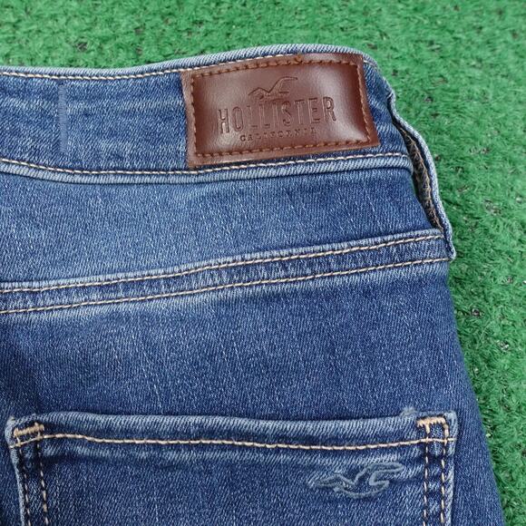 HOLLISTER CALIFORNIA HIGH RISE SUPER SKINNY DISTRESSED DENIM BLUE JEANS 0S 24X26 - Picture 7 of 9